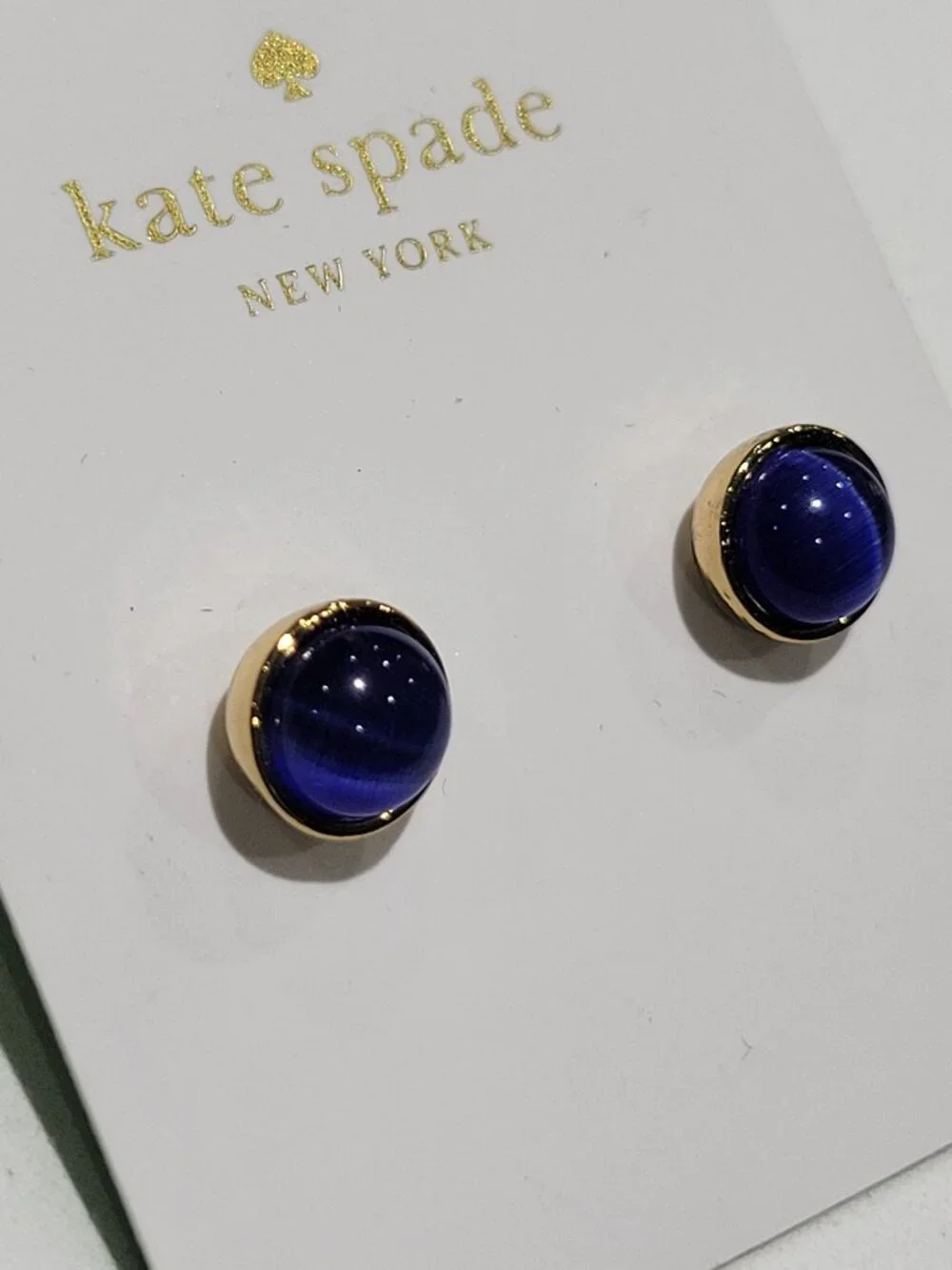 NWT-Kate Spade Forever Gems Royal Blue Circle Stone Stud Earrings